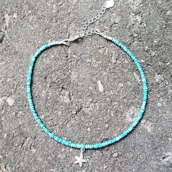 Beaded Turquoise Starfish Charm Anklet NWOT - Picture 2 of 4